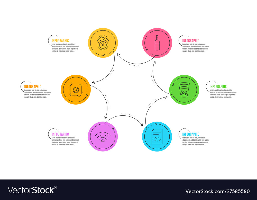 Wifi approved and view document icons set ice vector image Wifi approved and view document icons set ice