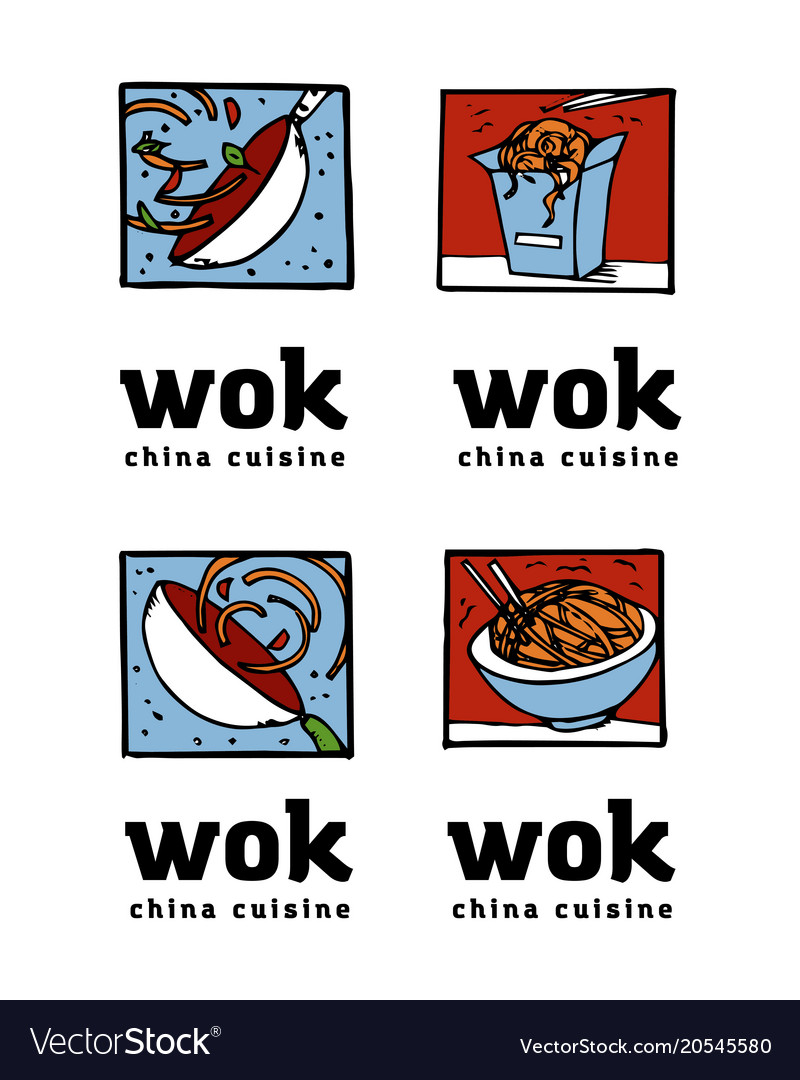 Wok poster design set