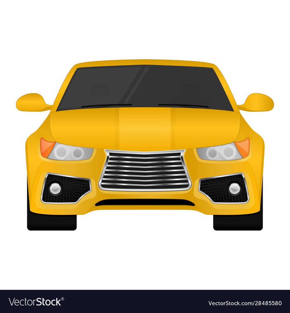 Yellow car front view Royalty Free Vector Image