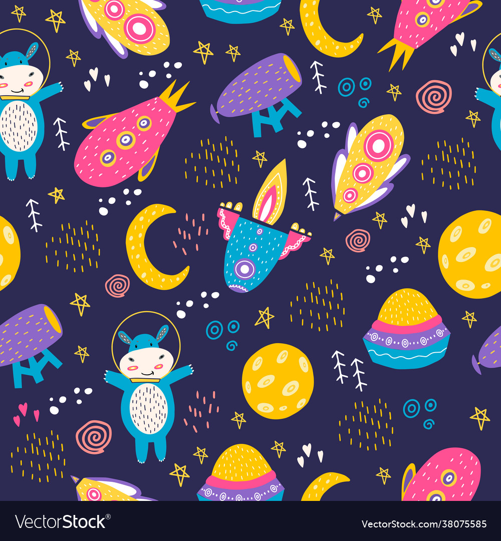 A seamless pattern with space-suited behemoth vector image A seamless pattern with space-suited behemoth