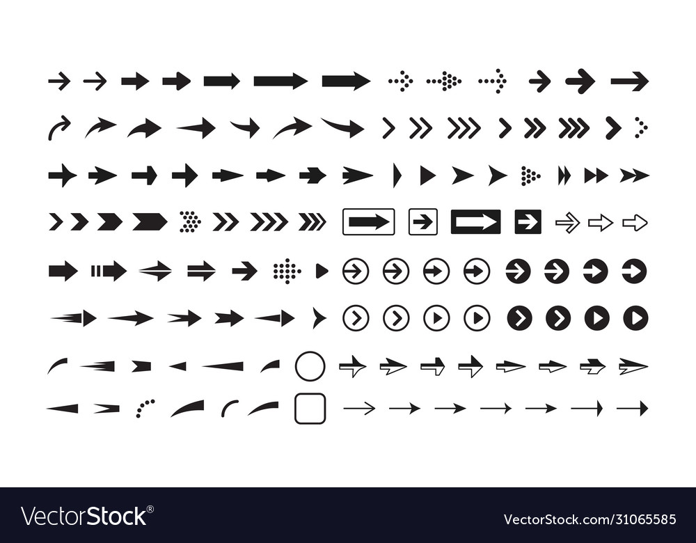 Arrows black and white icons set Royalty Free Vector Image