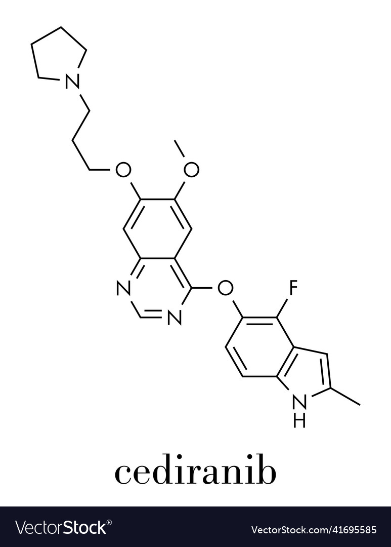 Cediranib cancer drug molecule skeletal formula