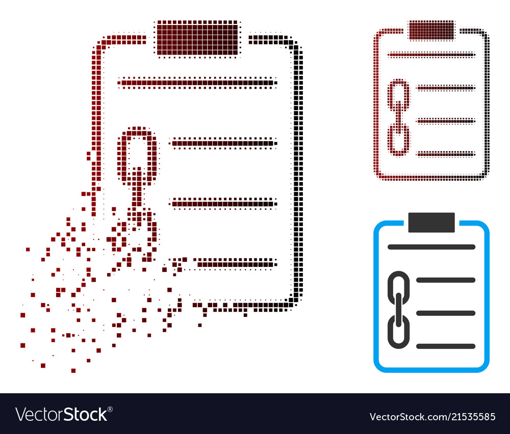 Dissipated pixel halftone blockchain contract icon vector image Dissipated pixel halftone blockchain contract icon