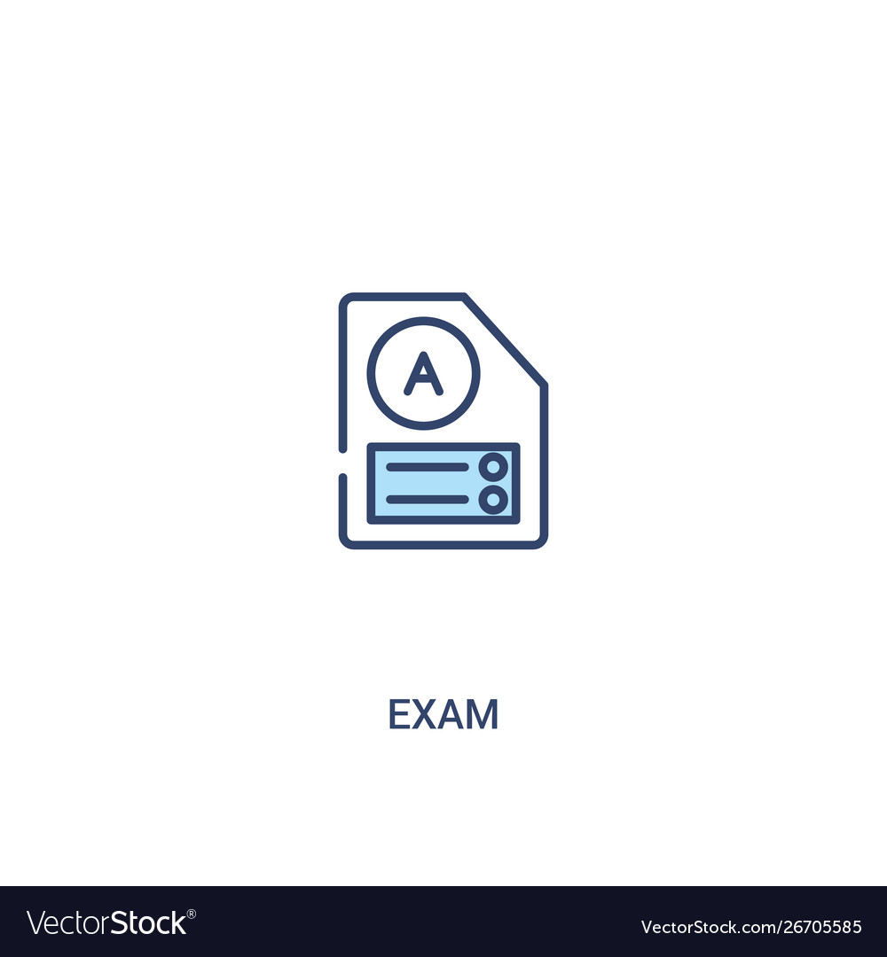 Exam concept 2 colored icon simple line element vector image Exam concept 2 colored icon simple line element