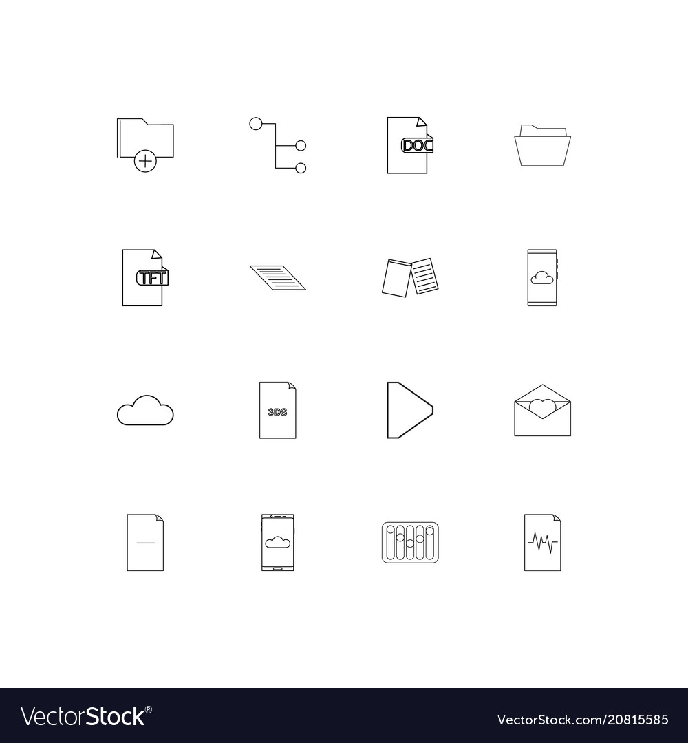 Files and folders sign linear thin icons set