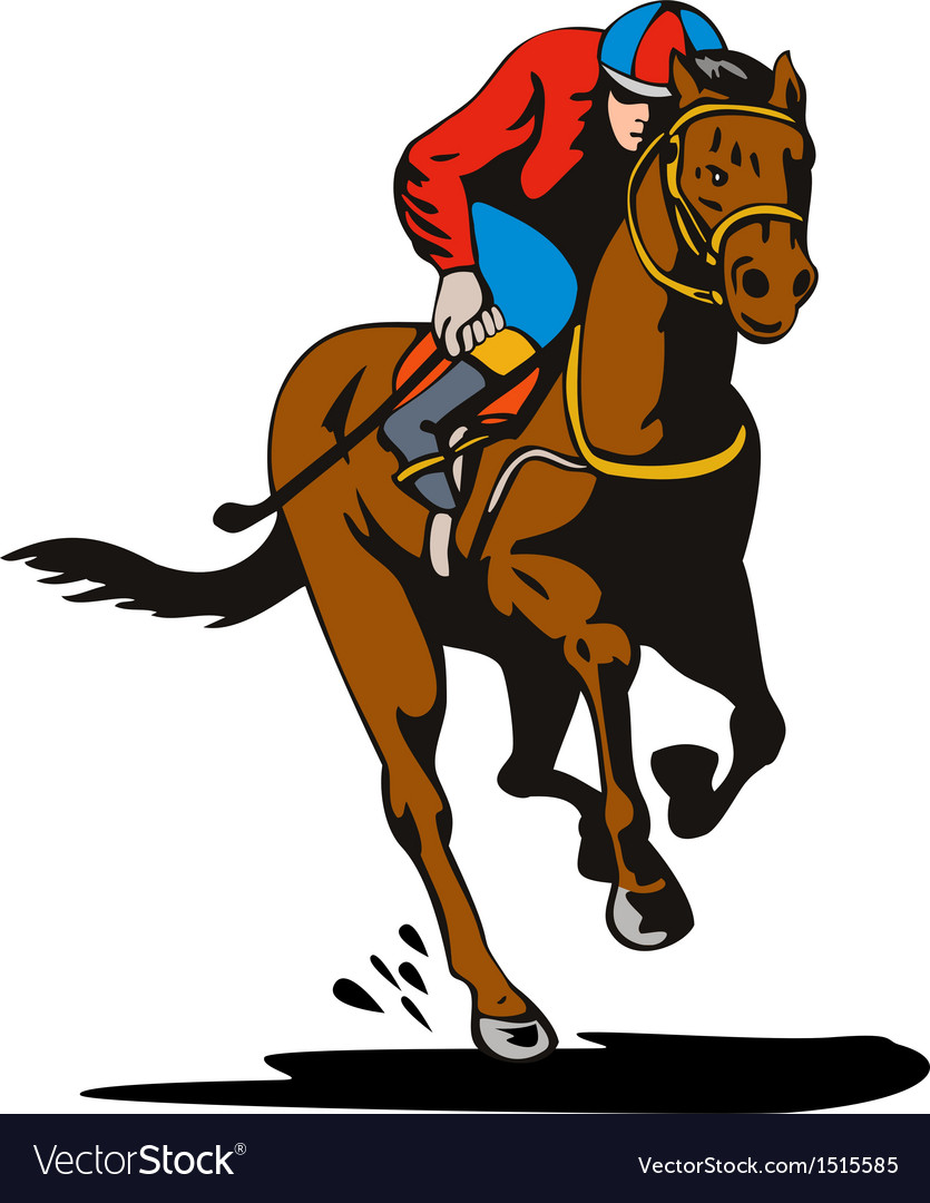 Horse and jockey racing retro Royalty Free Vector Image