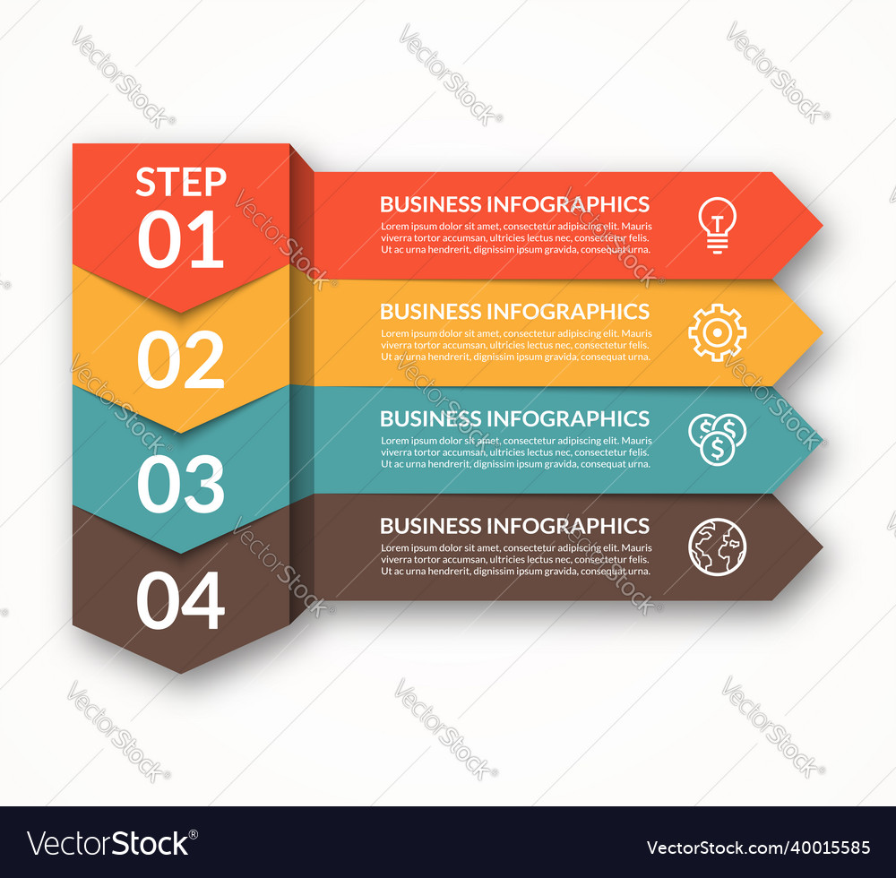 Minimal infographic elements 4 colorful arrows vector image Minimal infographic elements 4 colorful arrows