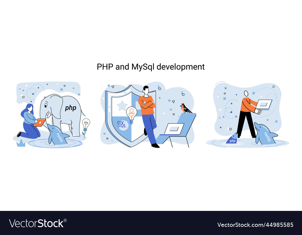 Php and mysql development software website vector image Php and mysql development software website