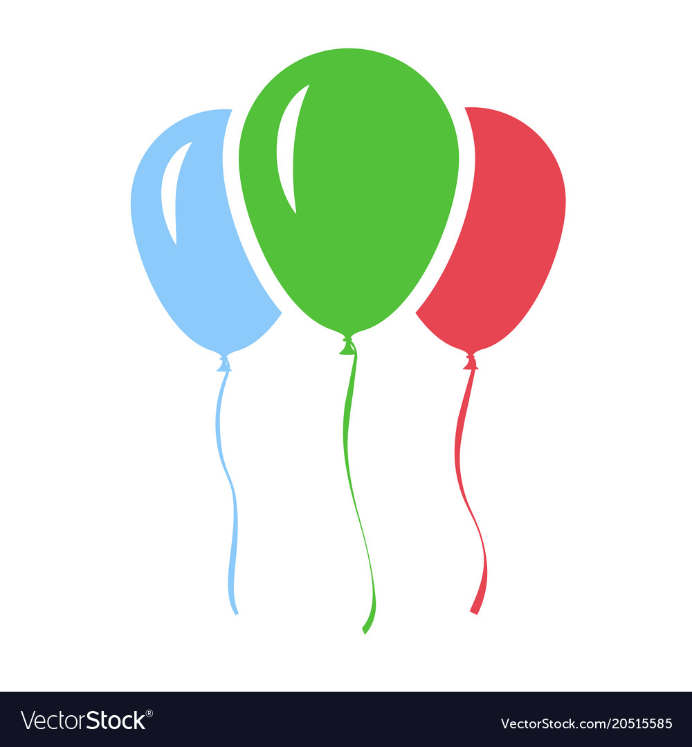 Red green and blue inflatable balloons isolated