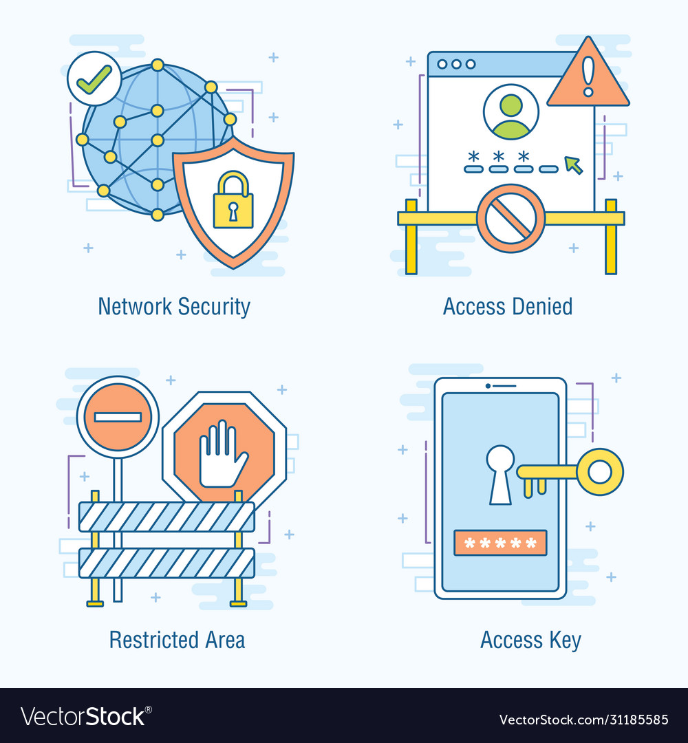 Security access flat icons pack Royalty Free Vector Image
