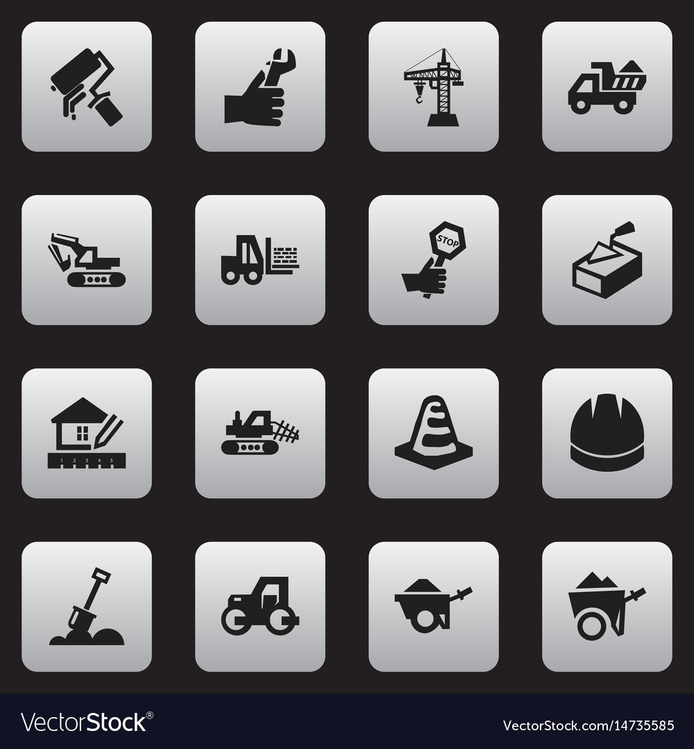 Set of 16 editable building icons includes