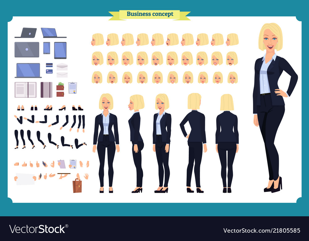 Set of businesswoman character design