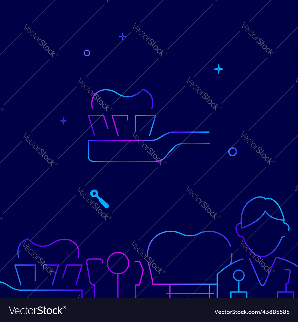 Toothbrush with toothpaste gradient line icon vector image Toothbrush with toothpaste gradient line icon
