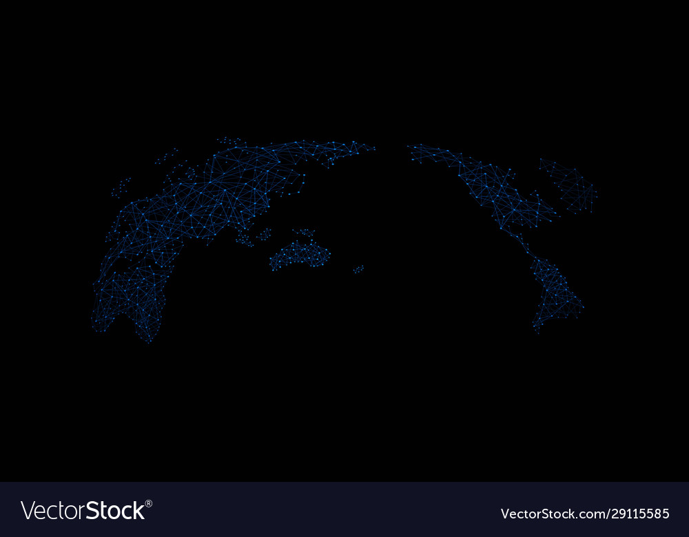 World map with nodes linked lines global blue