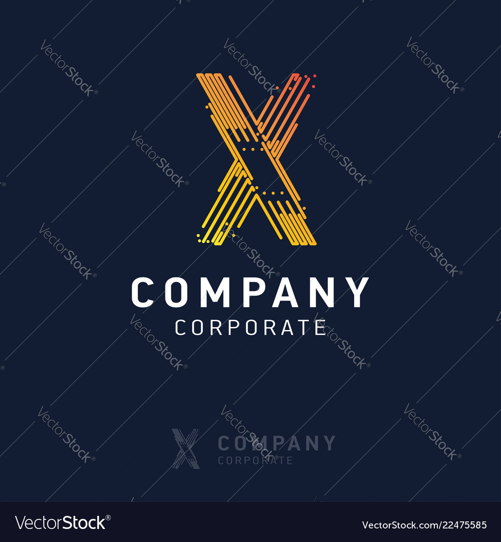 X company logo design with visiting card Vector Image