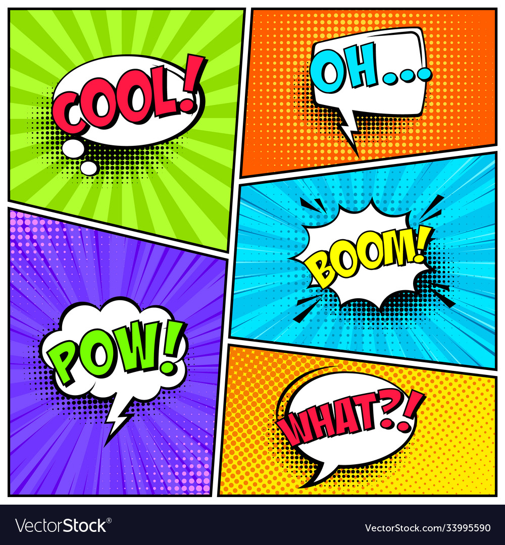 Cartoon comic backgrounds set speech bubble