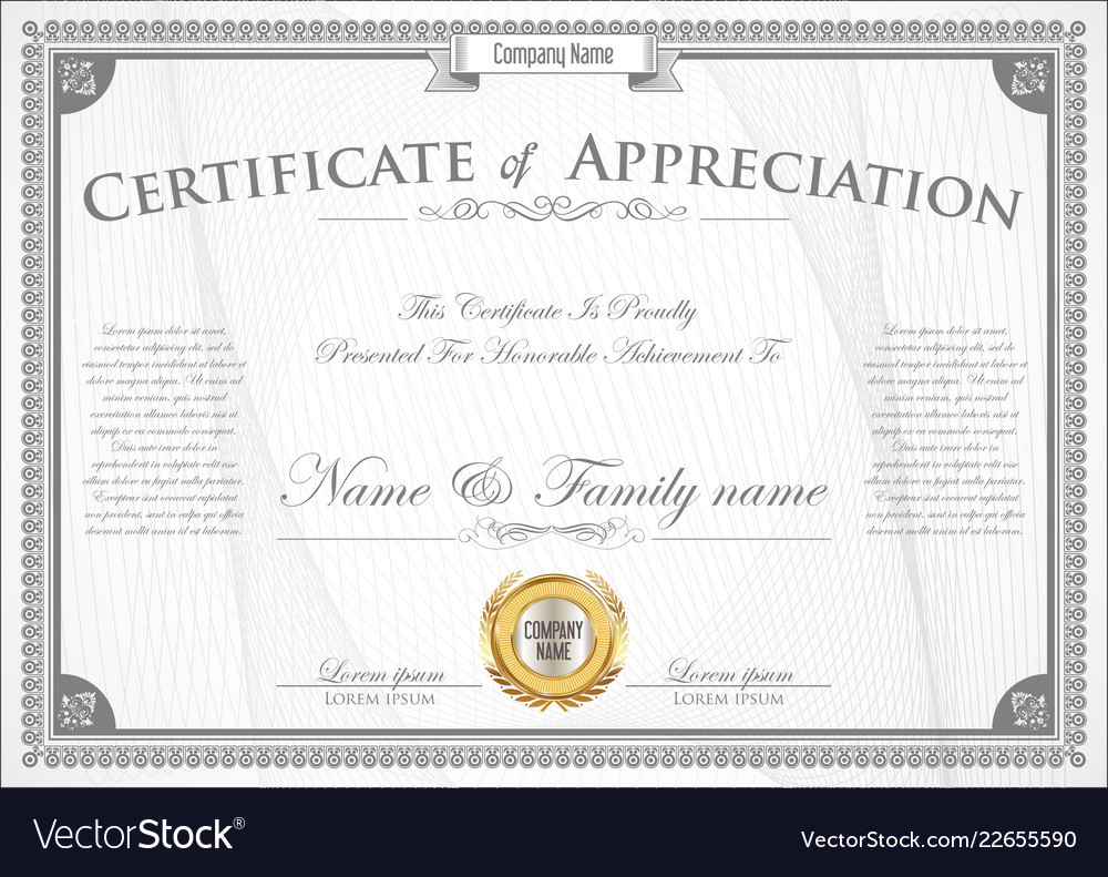 Certificate or diploma retro vintage design Vector Image