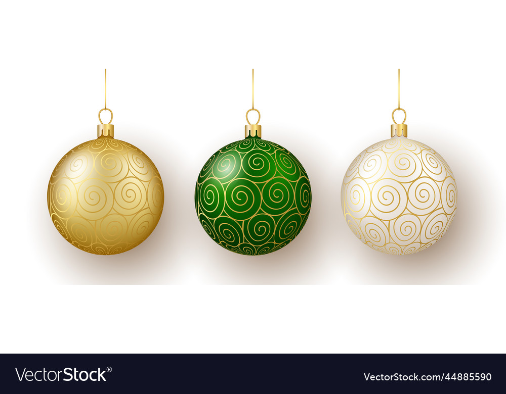 Christmas and new year decor set of gold white