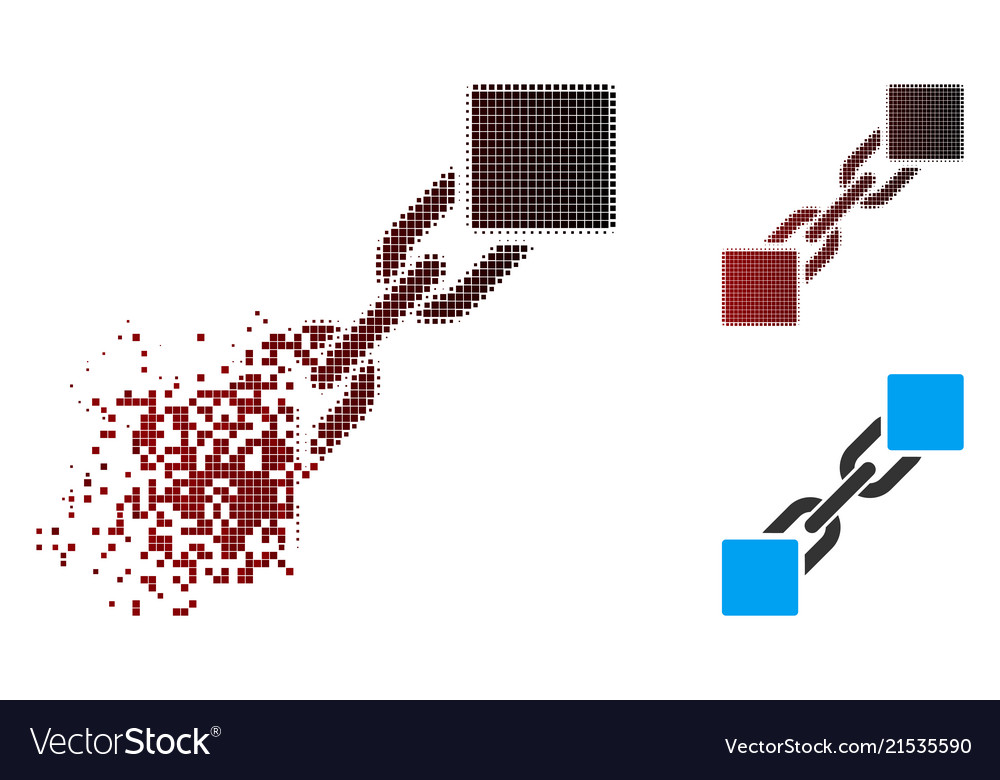 Dust pixel halftone blockchain icon