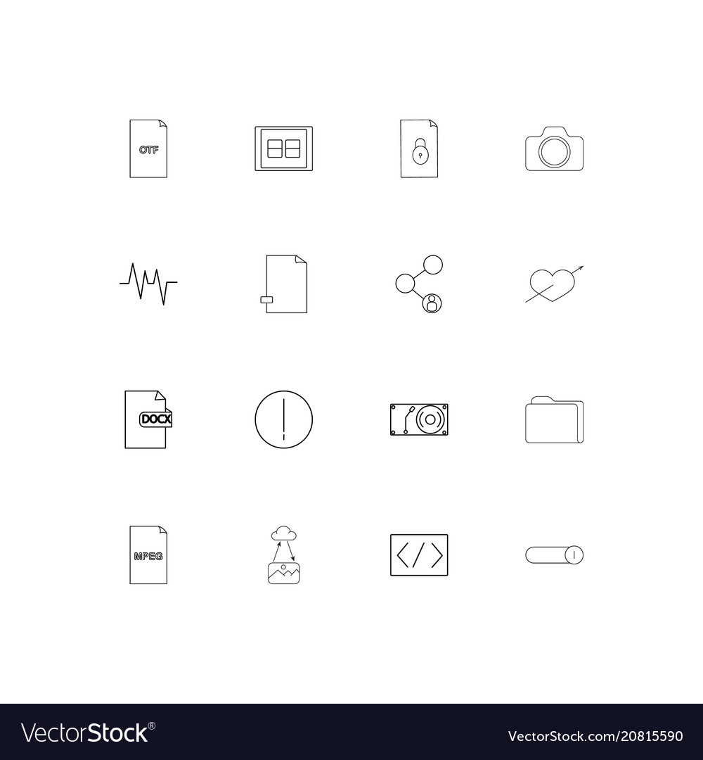 Files and folders sign linear thin icons set