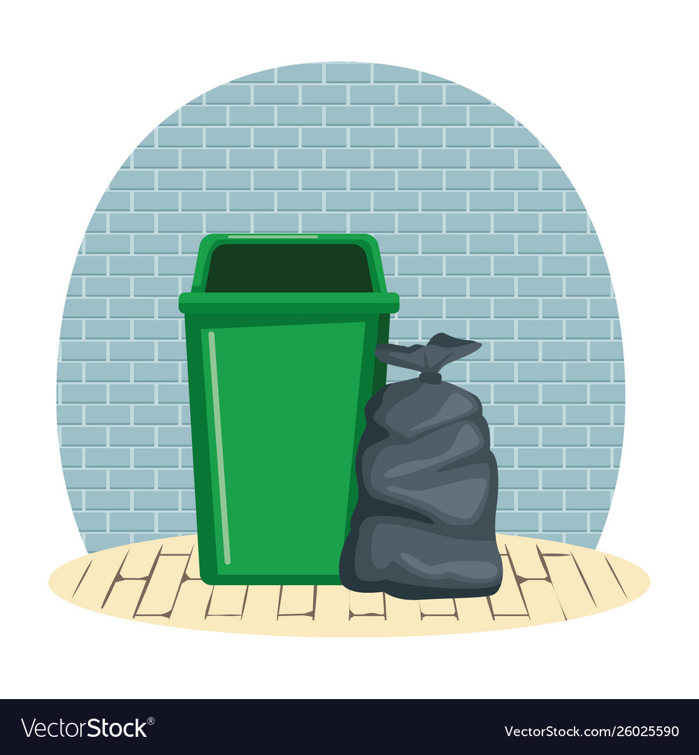 Garbage can and bag icon