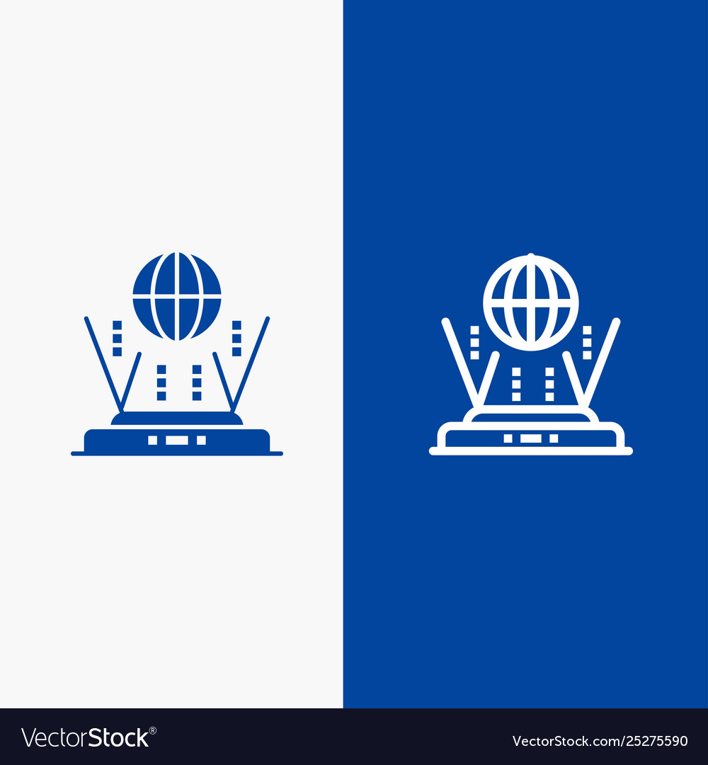 Internet globe router connect line and glyph vector image Internet globe router connect line and glyph