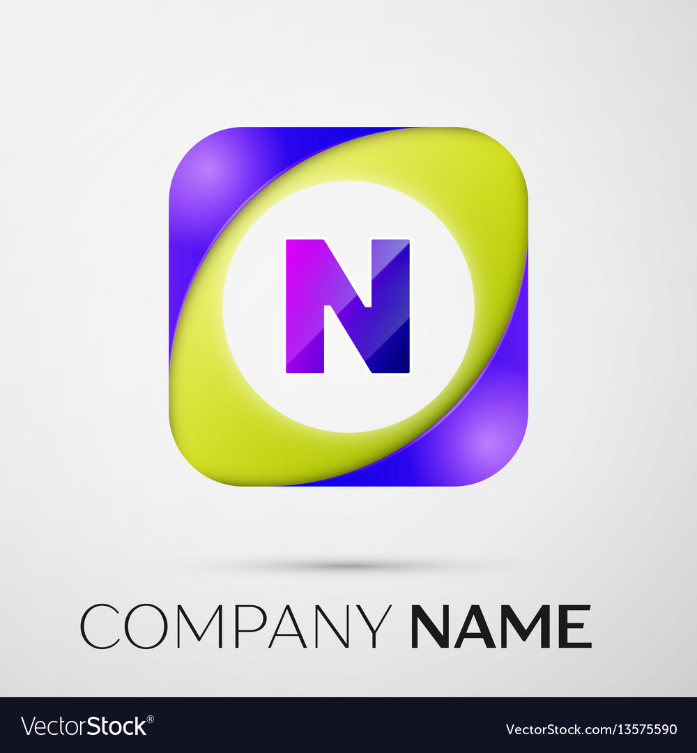 Letter n logo symbol in the colorful square