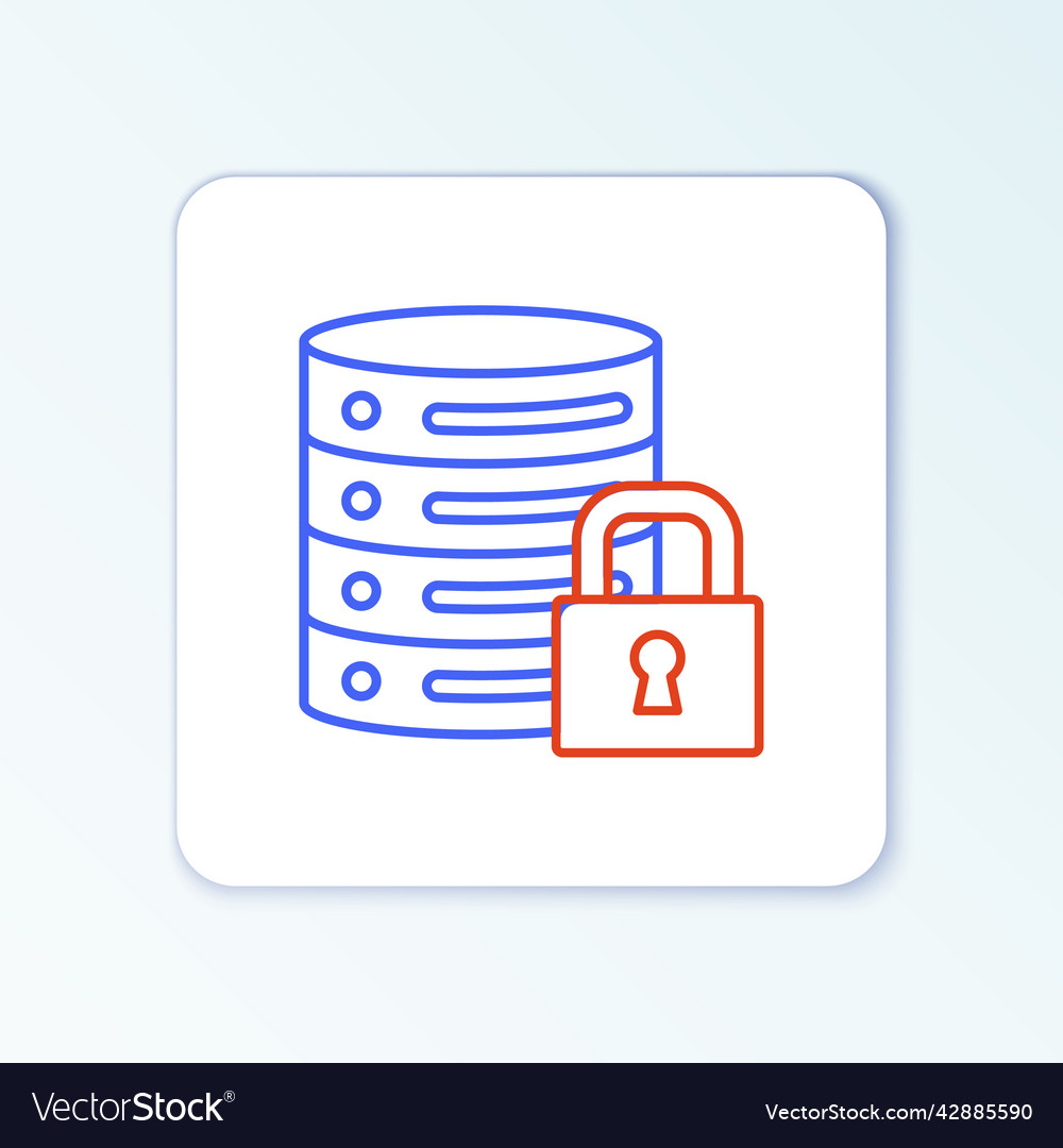 Line server security with closed padlock icon vector image Line server security with closed padlock icon