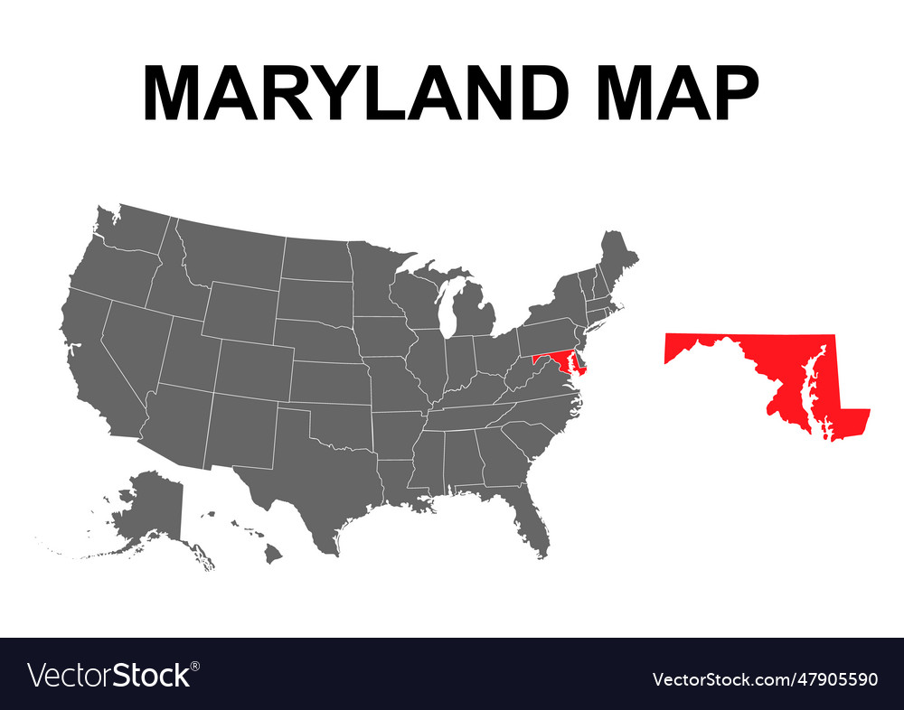 Maryland map shape united states of america flat Vector Image