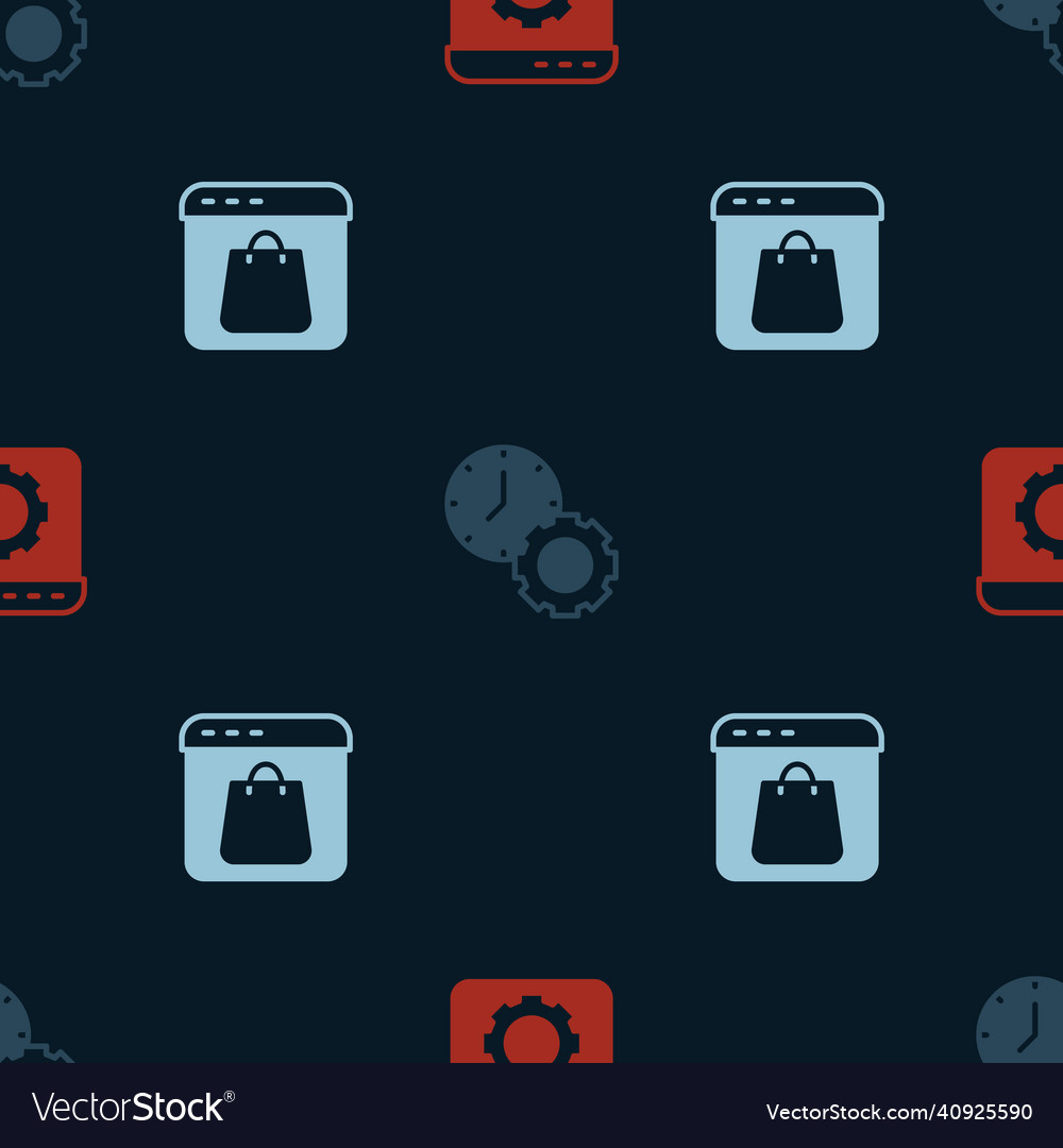 Set browser setting time management and online vector image Set browser setting time management and online