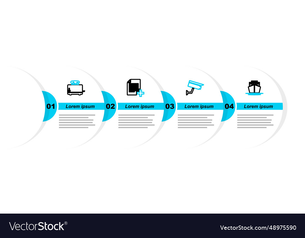 Set line ship security camera add new file vector image Set line ship security camera add new file