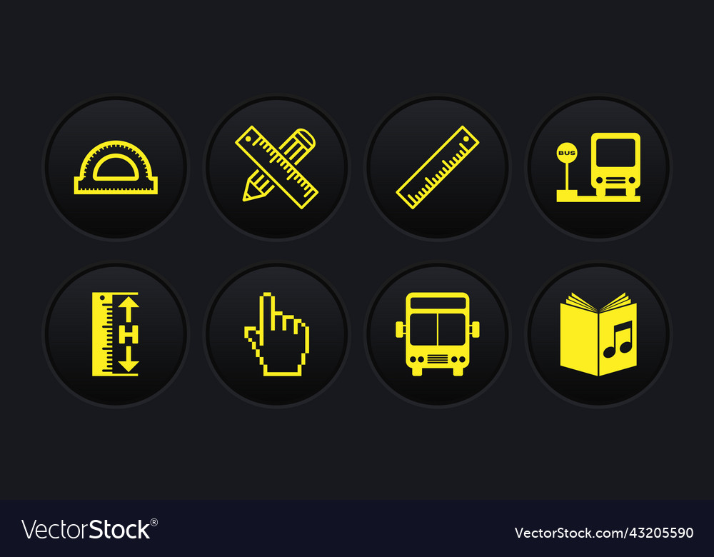 Set measuring height and length bus stop pixel vector image Set measuring height and length bus stop pixel
