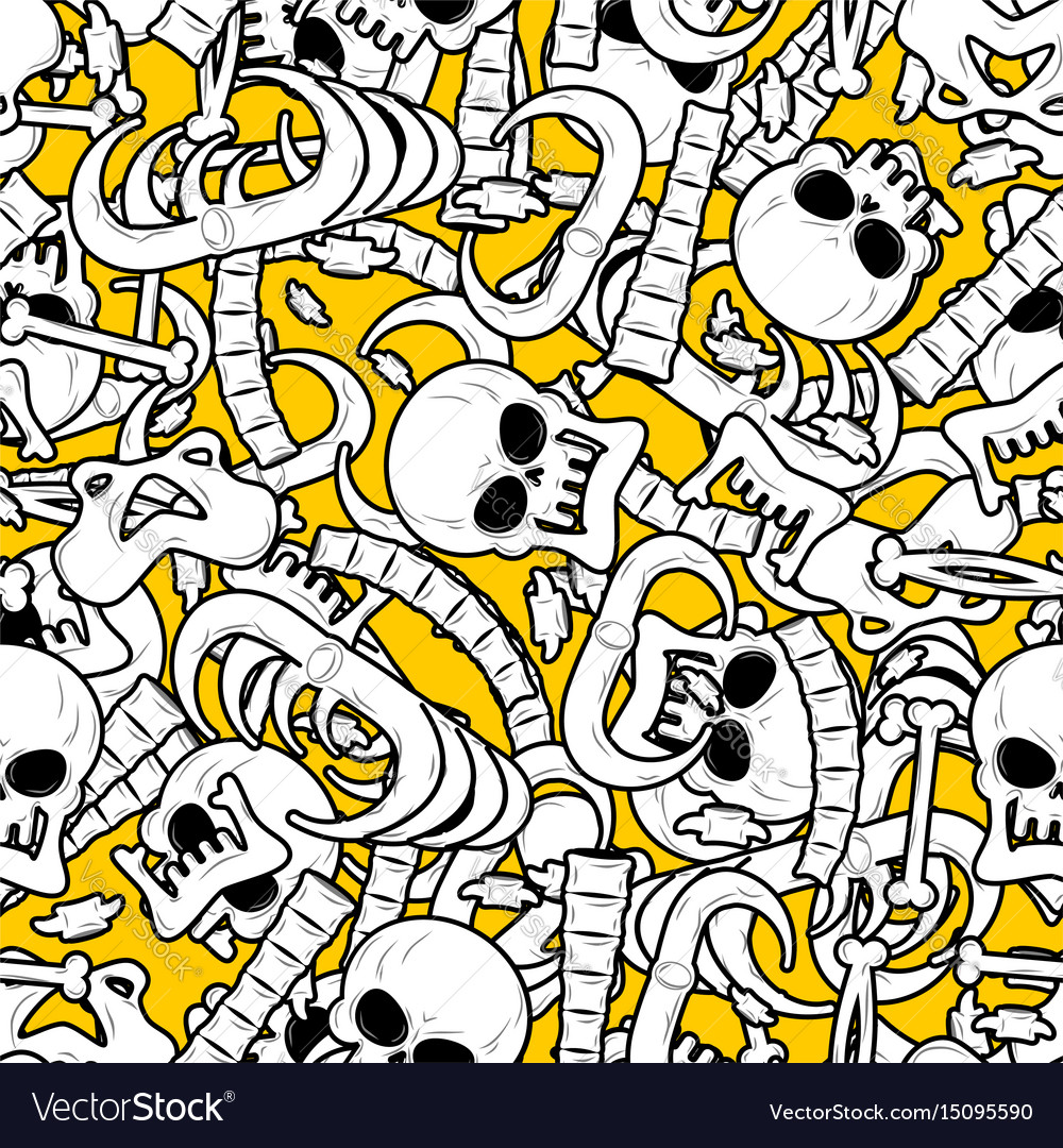 Skeleton background bones seamless pattern skull
