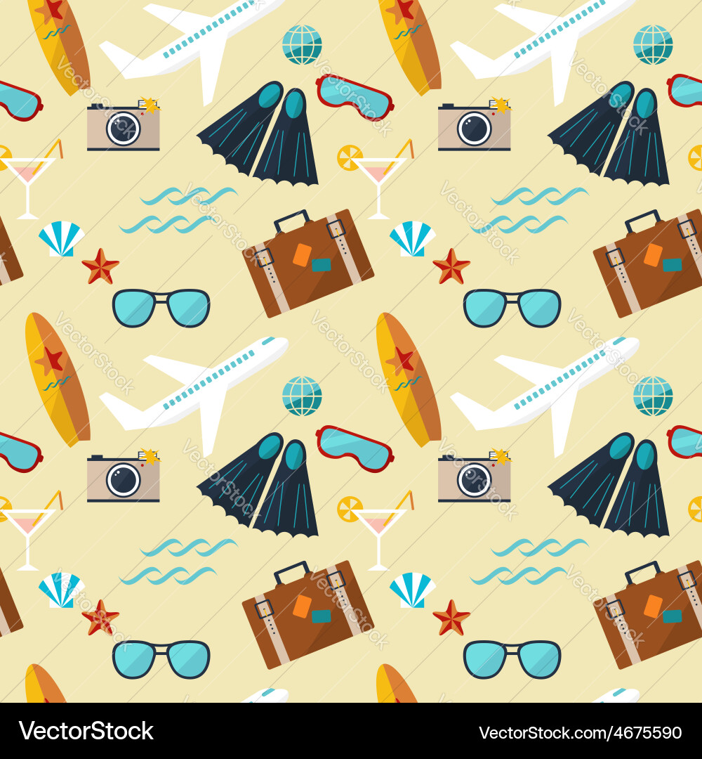 Summer seamless flat pattern Royalty Free Vector Image