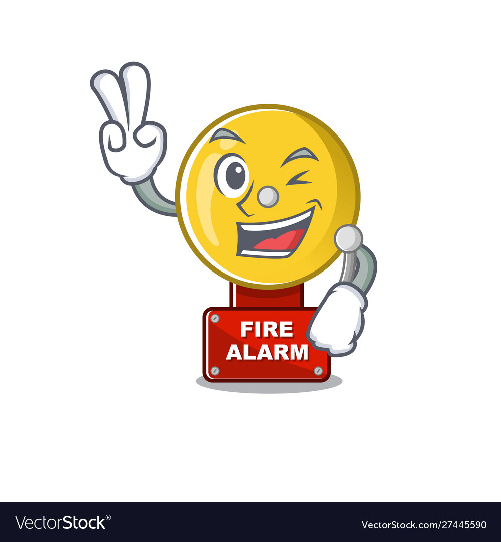 Two finger fire alarm isolated with mascot