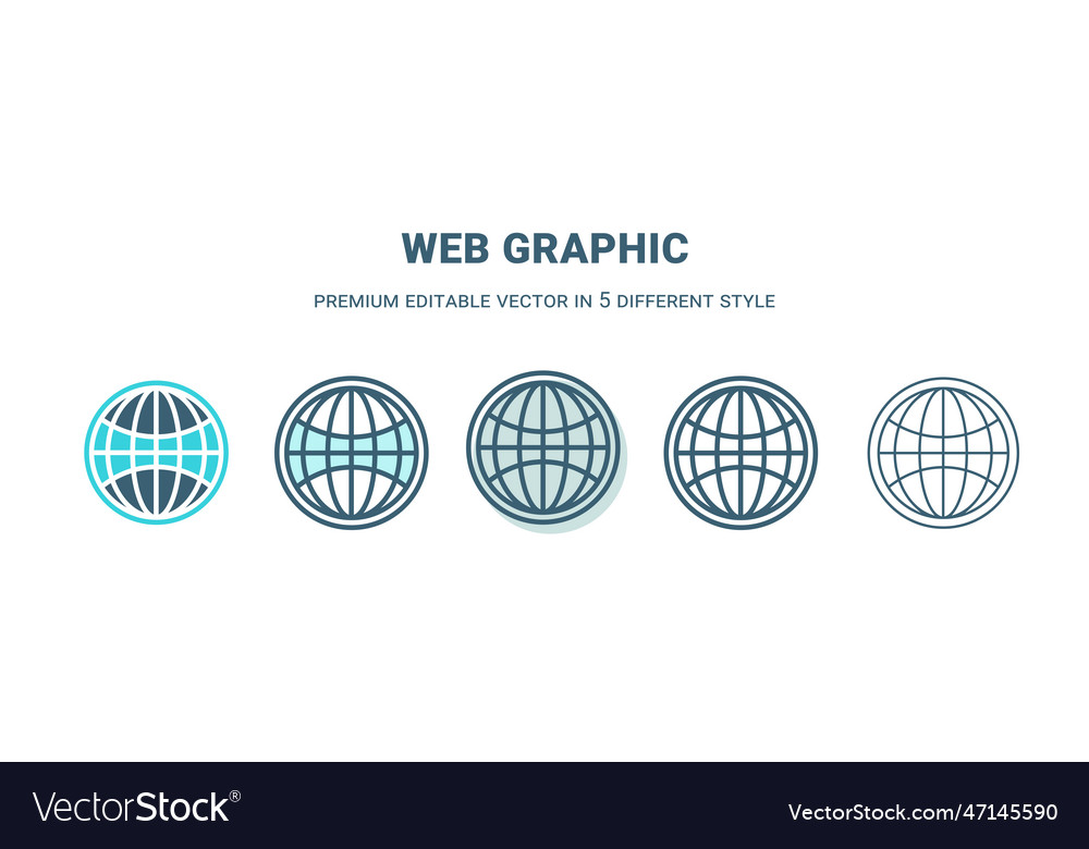 Web graphic icon in 5 different style outline vector image Web graphic icon in 5 different style outline