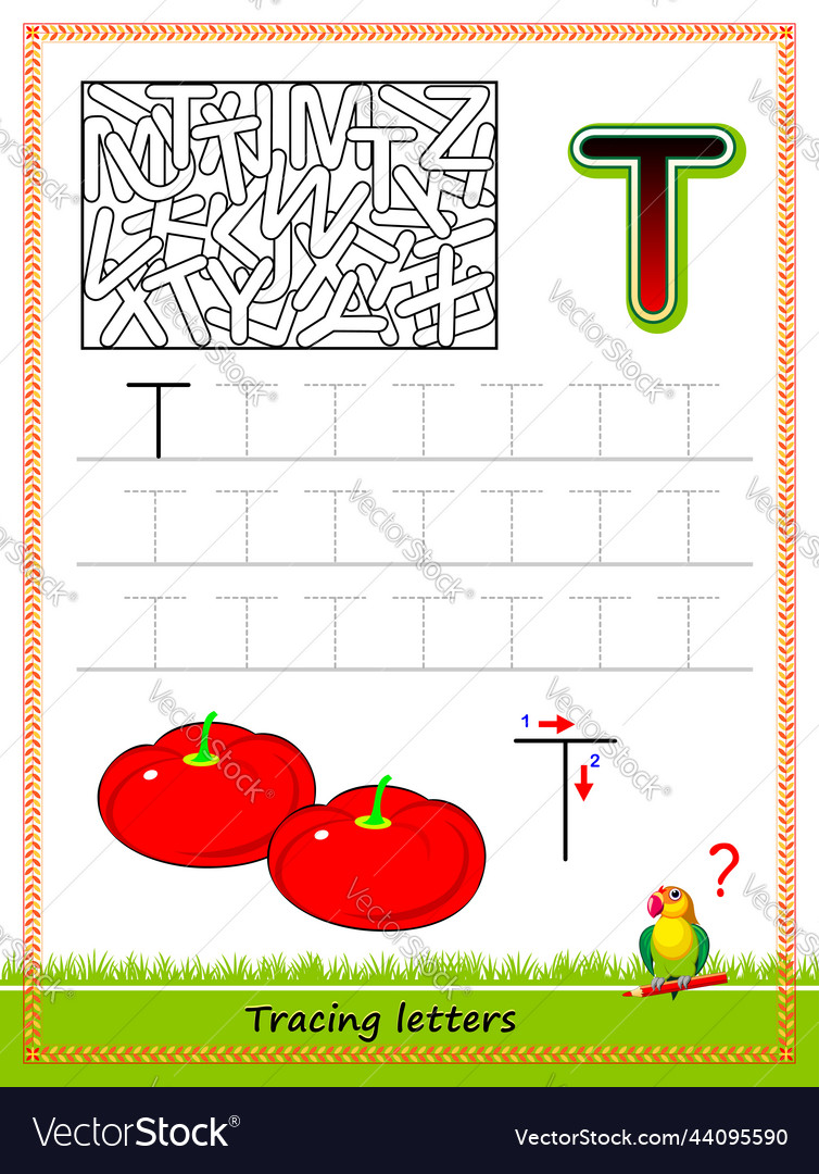 Worksheet for tracing letters find and paint all