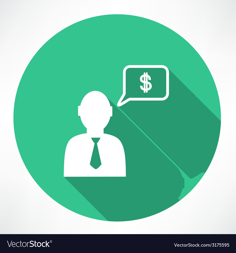 Businessman talk about money icon