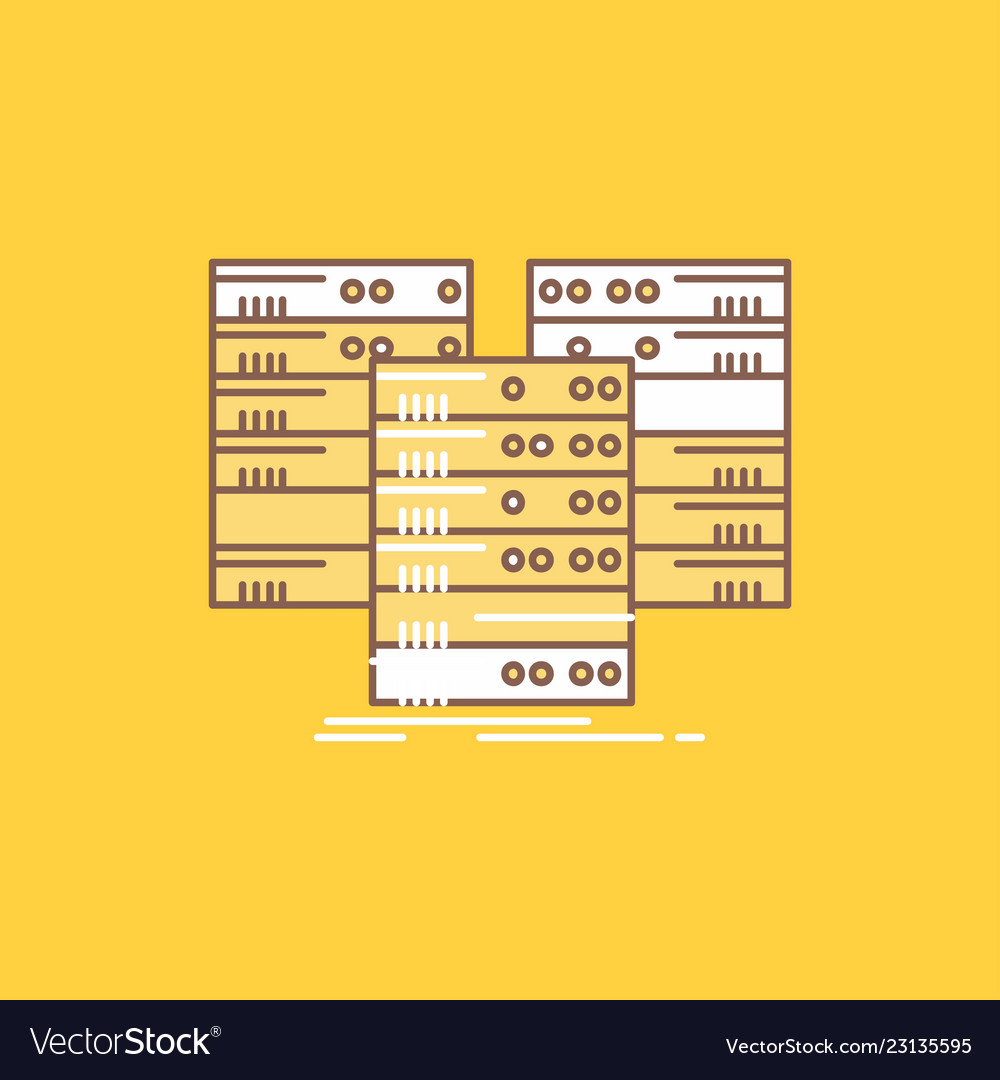 Center centre data database server flat line vector image Center centre data database server flat line