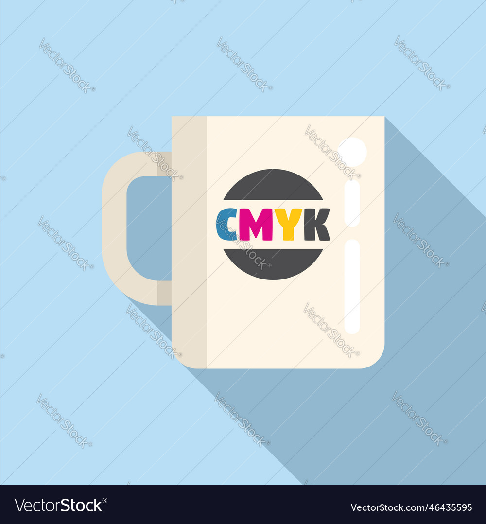 Cmyk print on mug icon flat digital Royalty Free Vector