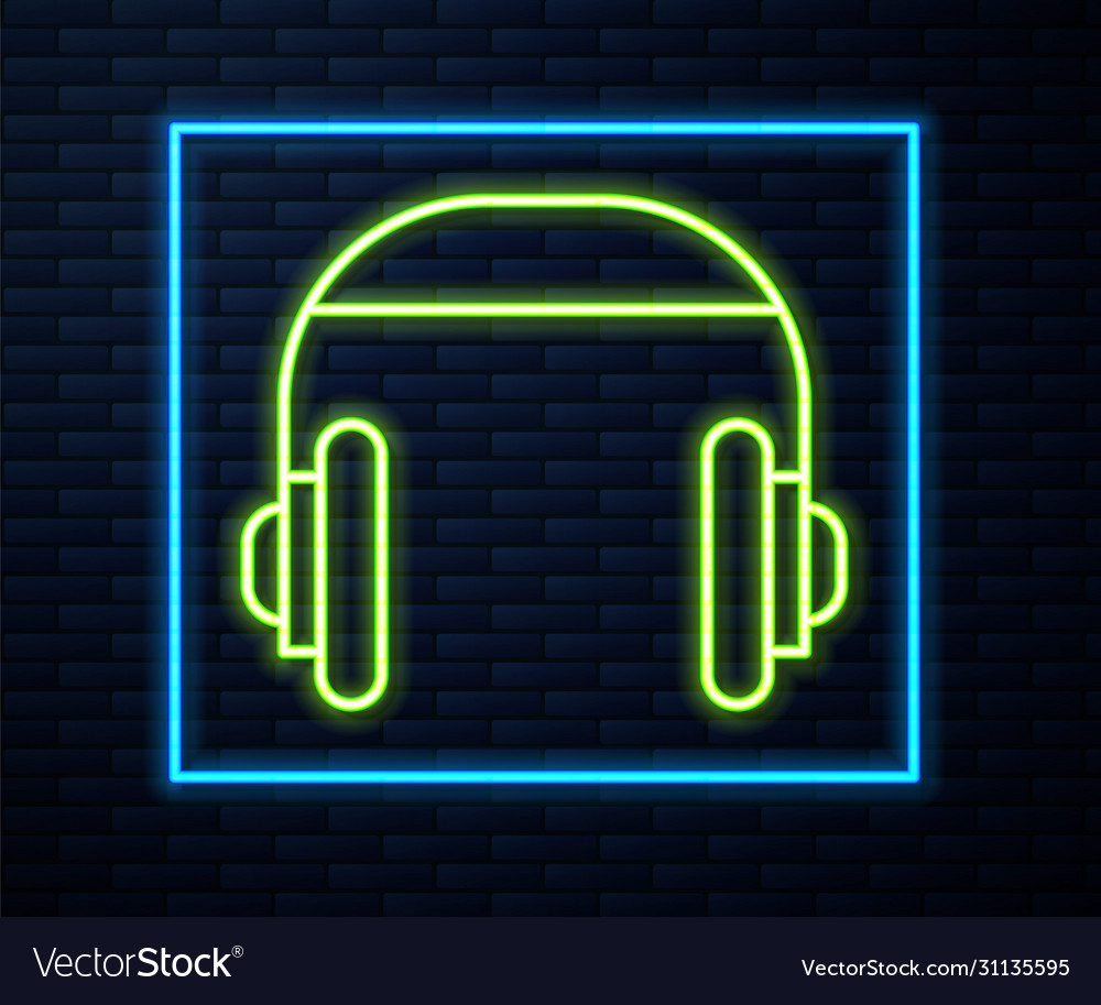 Glowing neon line headphones icon isolated Vector Image