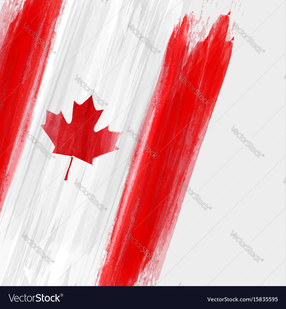 Grunge canadian flag background with watercolor