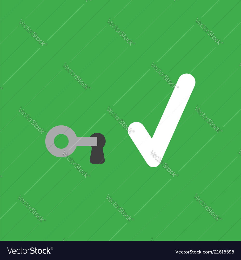 Icon concept of key into keylock and check mark vector image Icon concept of key into keylock and check mark