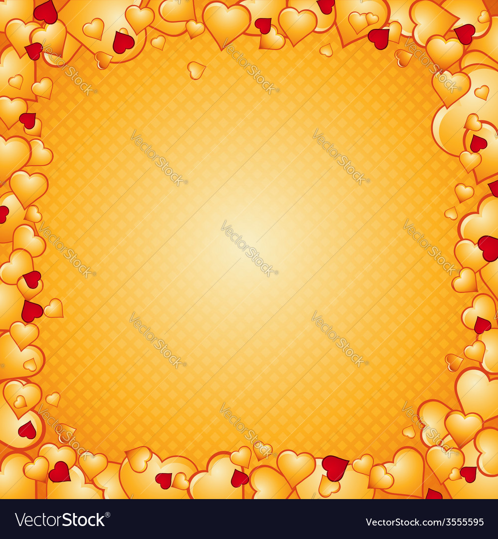 Lovely golden background of hearts