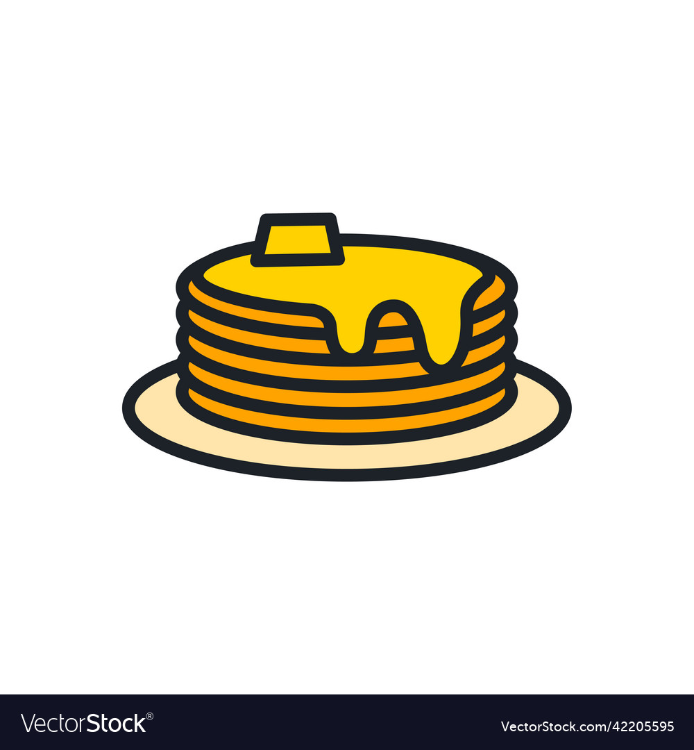 Pancakes isolated line color icon bakery line Vector Image