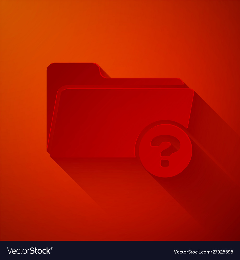 Paper cut unknown directory icon isolated on red vector image Paper cut unknown directory icon isolated on red