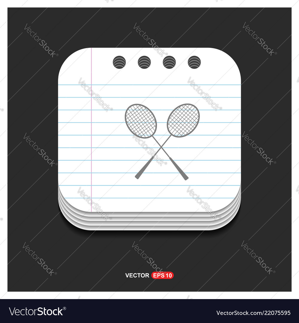 Racket shuttlecock icon gray on notepad
