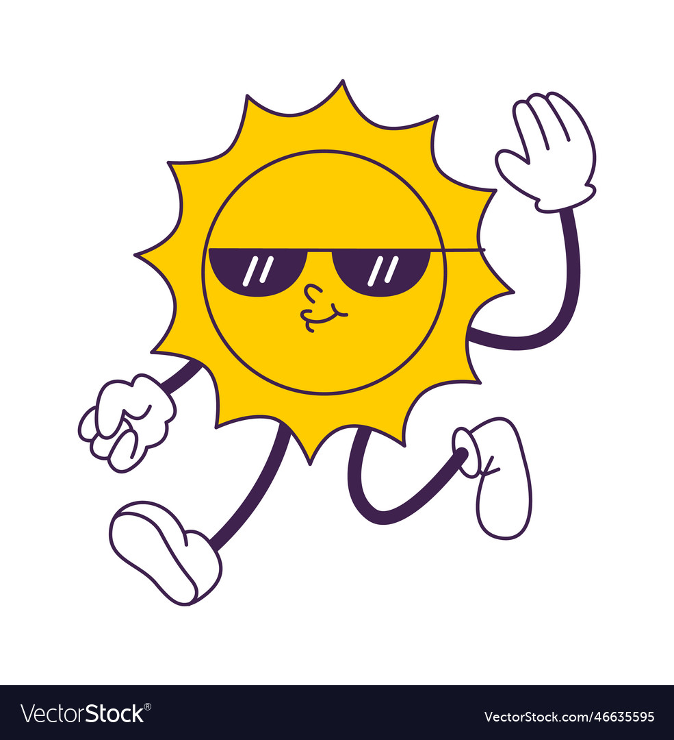 Running sun character Royalty Free Vector Image