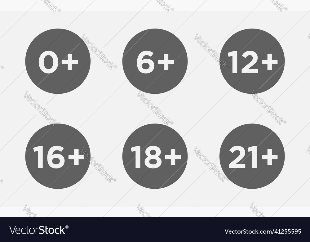 Set marks age limit sing restriction icons vector image Set marks age limit sing restriction icons