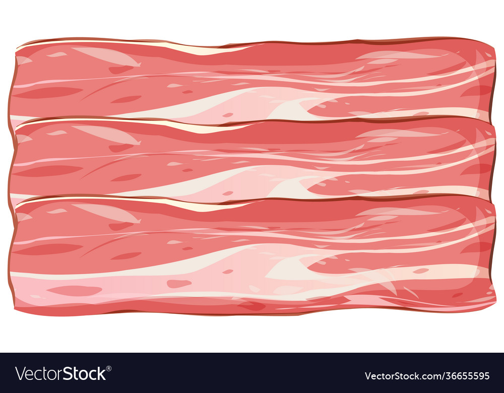 Sliced bacon on white background vector image Sliced bacon on white background
